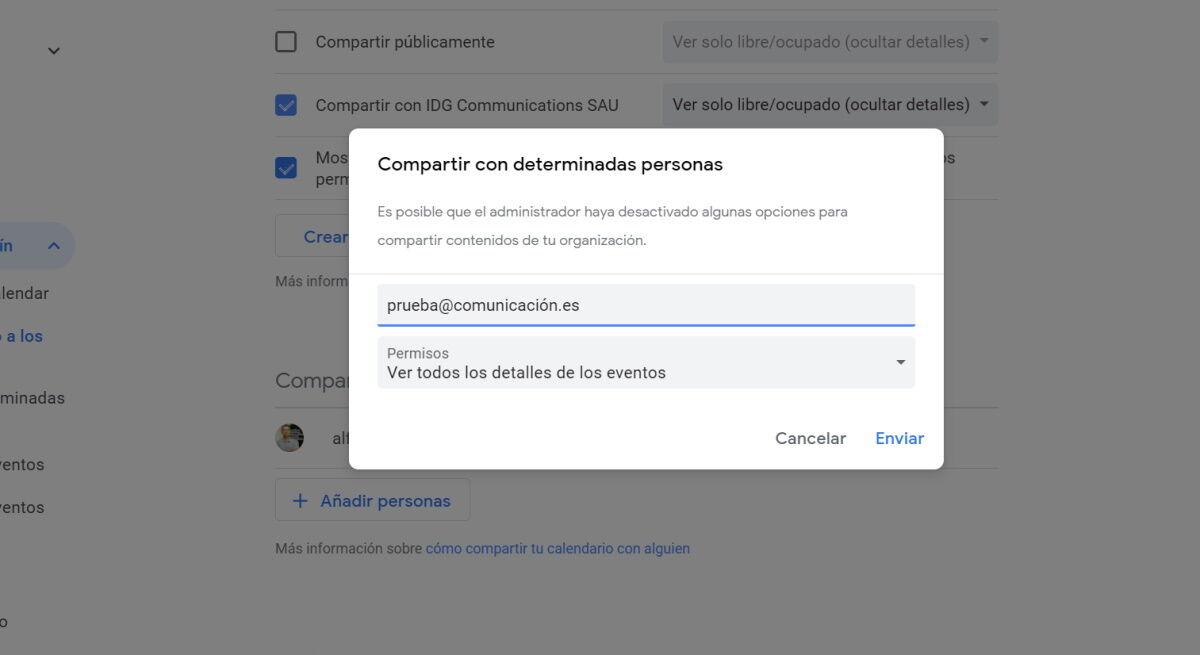 Cómo compartir calendario Google Calendar