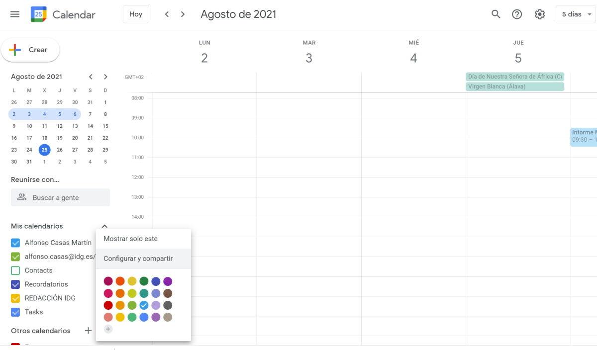Cómo compartir calendario Google Calendar